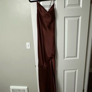 Revelry Satin Bridesmaid Wedding Dress in Color Terracotta Rust